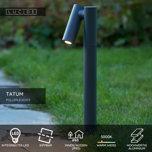 Lucide TATUM - Pollerleuchte - LED - 1x5W 3000K - IP65 - Anthrazit - USP